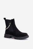 Eco-Suede Women's Boots with Detachable Shiny Strap