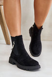 Eco-Suede Women's Boots with Detachable Shiny Strap