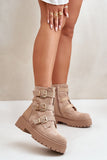 Chic Insulated Women's Boots with Gold Buckle Straps