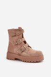 Chic Insulated Women's Boots with Gold Buckle Straps