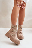 Chic Insulated Women's Boots with Gold Buckle Straps