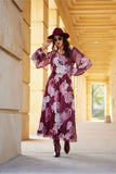 Elegant Chiffon Long Dress with Unique Patterns and Sleeves