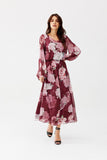 Elegant Chiffon Long Dress with Unique Patterns and Sleeves