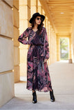 Elegant Chiffon Long Dress with Unique Patterns & Sleeves