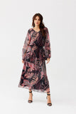 Elegant Chiffon Long Dress with Unique Patterns & Sleeves