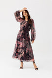 Elegant Chiffon Long Dress with Unique Patterns & Sleeves