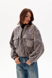 Stylish Suede Animal Print Jacket with Flap Pockets