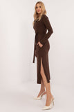 Elegant Midi Dress with Tie Belt for Work & Formal Events