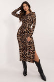 Elegant Midi Pencil Dress with Animal Print for Everyday Wear