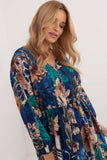 Floral Flared Dress with Heart Neckline for Effortless Style