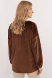 Elegant Casual Velour Blouse with Decorative Creasing