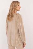 Elegant Velour Blouse with Decorative Binding and Heart Neckline