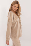 Chic Velour Blouse with Decorative Ties and Butterfly Tags