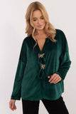 Chic Velour Blouse with Decorative Ties and Heart Neckline