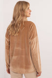 Chic Velour Blouse with Front Ties and Butterfly Tags