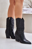 Stylish Eco-Leather Mid-Calf Cowboy Boots for Winter