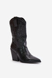 Stylish Eco-Leather Mid-Calf Cowboy Boots for Winter