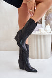 Stylish Eco-Leather Mid-Calf Cowboy Boots for Winter