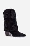 Stylish Mid-Calf Cowboy Boots with Embellished Design