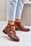 Elegant Natural Leather Boots with Low Block Heel