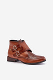 Elegant Natural Leather Boots with Low Block Heel