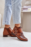 Elegant Natural Leather Boots with Low Block Heel