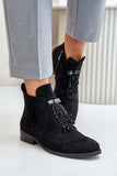Chic Ankle Boots with Unique Front Decoration for Women
