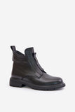 Stylish Women's Flat-Heeled Leather Ankle Boots for Winter