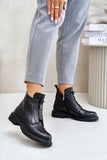 Stylish Women's Flat-Heeled Leather Ankle Boots for Winter