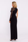 Elegant One-Shoulder Maxi Dress with Lace and High Slit