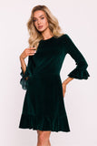 Elegant Ruffled Velour Knit Dress for Effortless Style