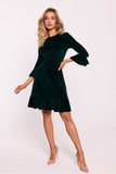 Elegant Ruffled Velour Knit Dress for Effortless Style