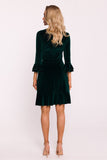 Elegant Ruffled Velour Knit Dress for Effortless Style