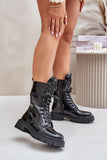 Lacquered Insulated Women's Work Boots with Stylish Design