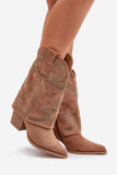 Stylish Half Calf Cowboy Boots with Decorative Shaft