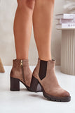 Eco Suede Ankle Boots with Column Heel for Stylish Comfort