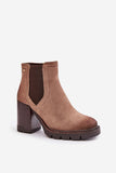 Eco Suede Ankle Boots with Column Heel for Stylish Comfort