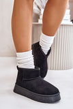 Fashionable Faux Suede Women's Snow Boots with Fur Lining
