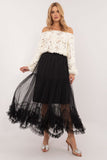 Elegant Boho Tulle Maxi Skirt with Ruffle Detail