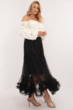 Elegant Boho Tulle Maxi Skirt with Ruffle Detail