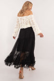 Elegant Boho Tulle Maxi Skirt with Ruffle Detail