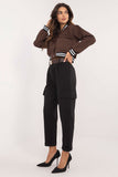 Stylish Women's High-Rise Cargo Pants with Belt & Pockets