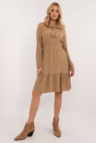 Flared Everyday Dress with Ruffled Hem and Tied Neckline