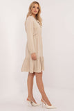 Elegant Flared Everyday Dress with Ruffle and Tied Neckline