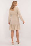 Elegant Flared Everyday Dress with Ruffle and Tied Neckline