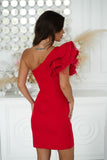 Elegant One-Shoulder Feather Dress for Special Occasions