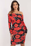 Elegant Floral Pencil Dress with Sensual Spanish Neckline