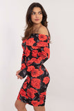 Elegant Floral Pencil Dress with Sensual Spanish Neckline