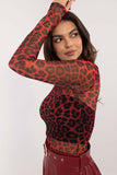 Chic Animal Print Mesh Turtleneck Blouse for Any Occasion