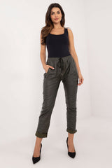 Chic Eco-Leather Tapered Pants with High Rise & Pockets - green / one-size-fits-all